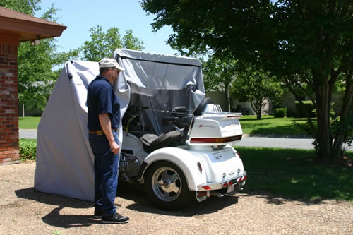 Customer shows custom Gold Wing motorcycle cover