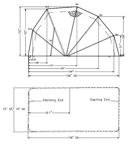 DIMENSIONS - Bike Barn Enclosed Motorcycle Cover Trike Model Drawing