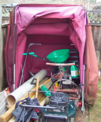 Portable yard equipment storage solution