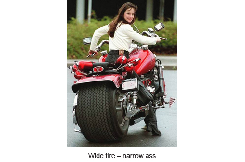 Wide tire – narrow ass.